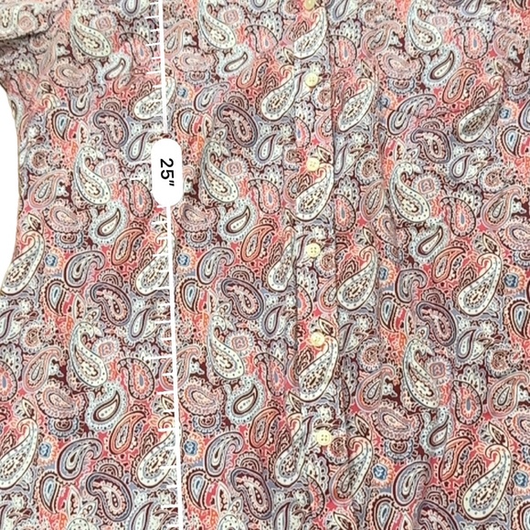 Banana Republic Soft Wash Pink Paisley Long Sleeve Button Up Shirt Size Medium - Picture 4 of 6